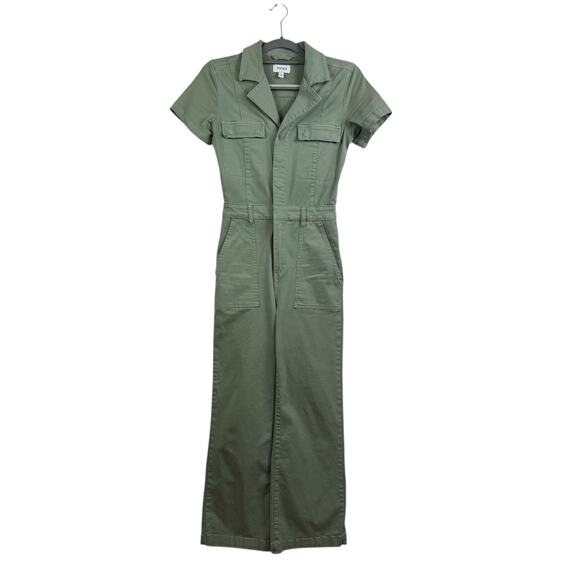 Pistola Makenna Stretch Cotton Utility Jumpsuit XS Green Gorpcore Snap Closure - Picture 1 of 14